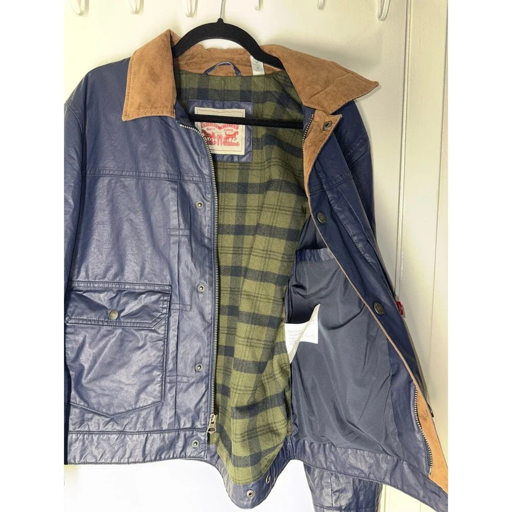 Vintage Levi’s Waxed Field Jacket Brown Corduroy Collar Workwear Coat